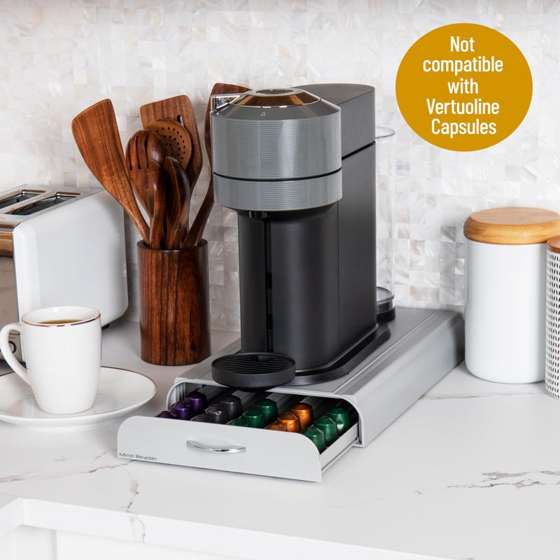 Mind Reader Nespresso Compatible Capsule Drawer, Countertop Organizer, Coffee Pod Holder, Storage, 9.25"L x 15"W x 2"H, Gray - Image 2